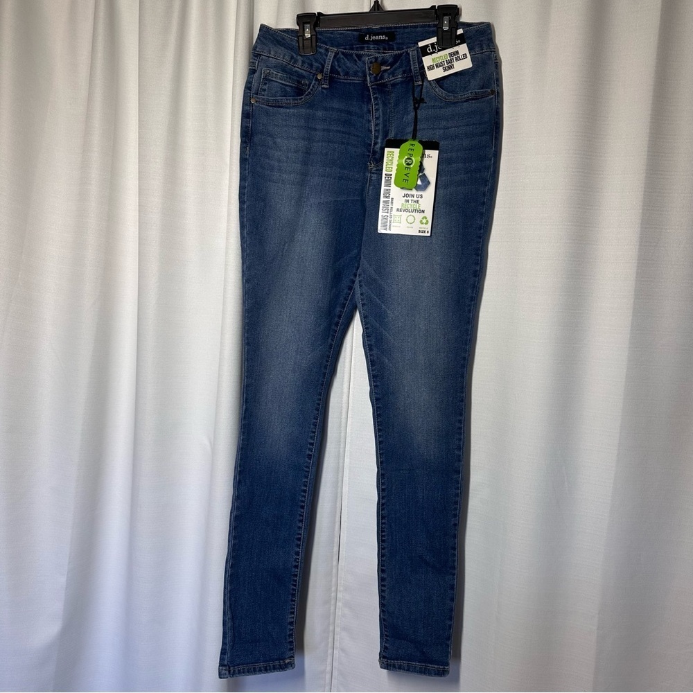 New D. Jeans High Waist Baby Rolled Skinny Jeans 8 Stretch Medium Wash Safira - Picture 2 of 10